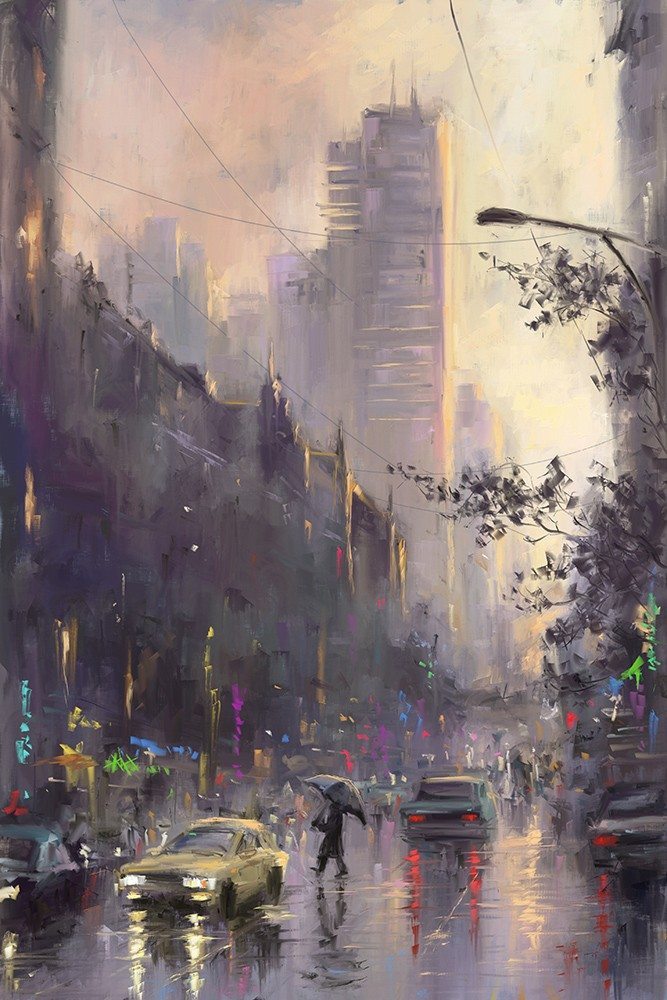 Mikhail Karetin ArtRage android Rainy City (I used amazing watercolors by Joseph Zbukvic as reference and inspiration)