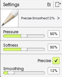 Pencil Settings Menu in ArtRage 5