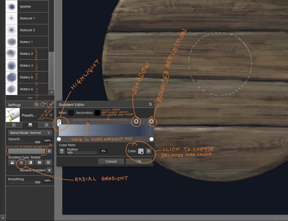 Boss4GradAnnotated metallic ArtRage 5 tutorial by Boxy Sav Scatola