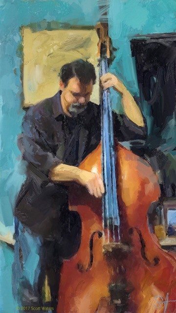 Brett On Bass 72 ArtRage iPad artist Dean Scott Waters