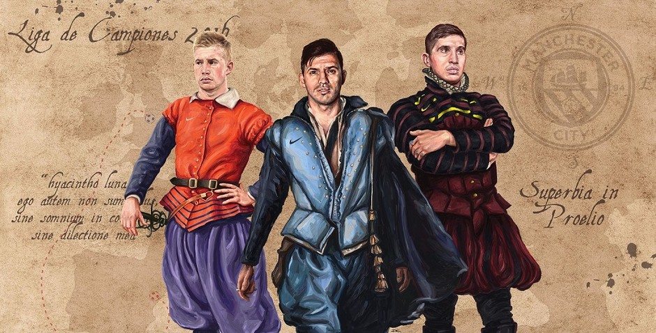 ChampionsDraw BT Sport Man City vs Barcelona ArtRage artist Phil Galloway