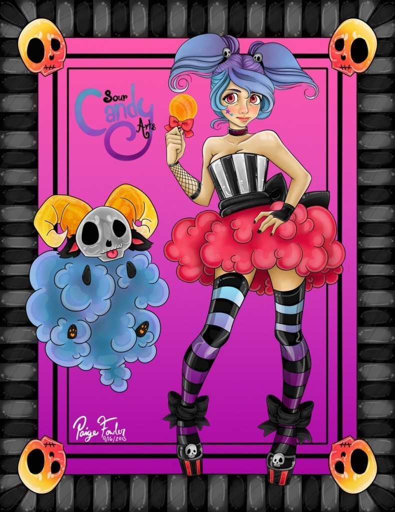 Cotton Candy Skeleton Girl by Paige Fowler Sour Candy Arts