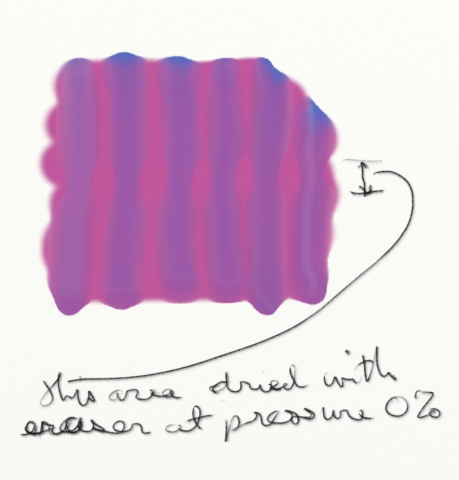 Figure 8   Horizontal strip in center dried with an eraser at 0% Pressure