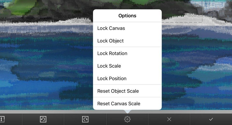 ArtRage for iPad includes the option to lock different aspects of your painting while Transforming.