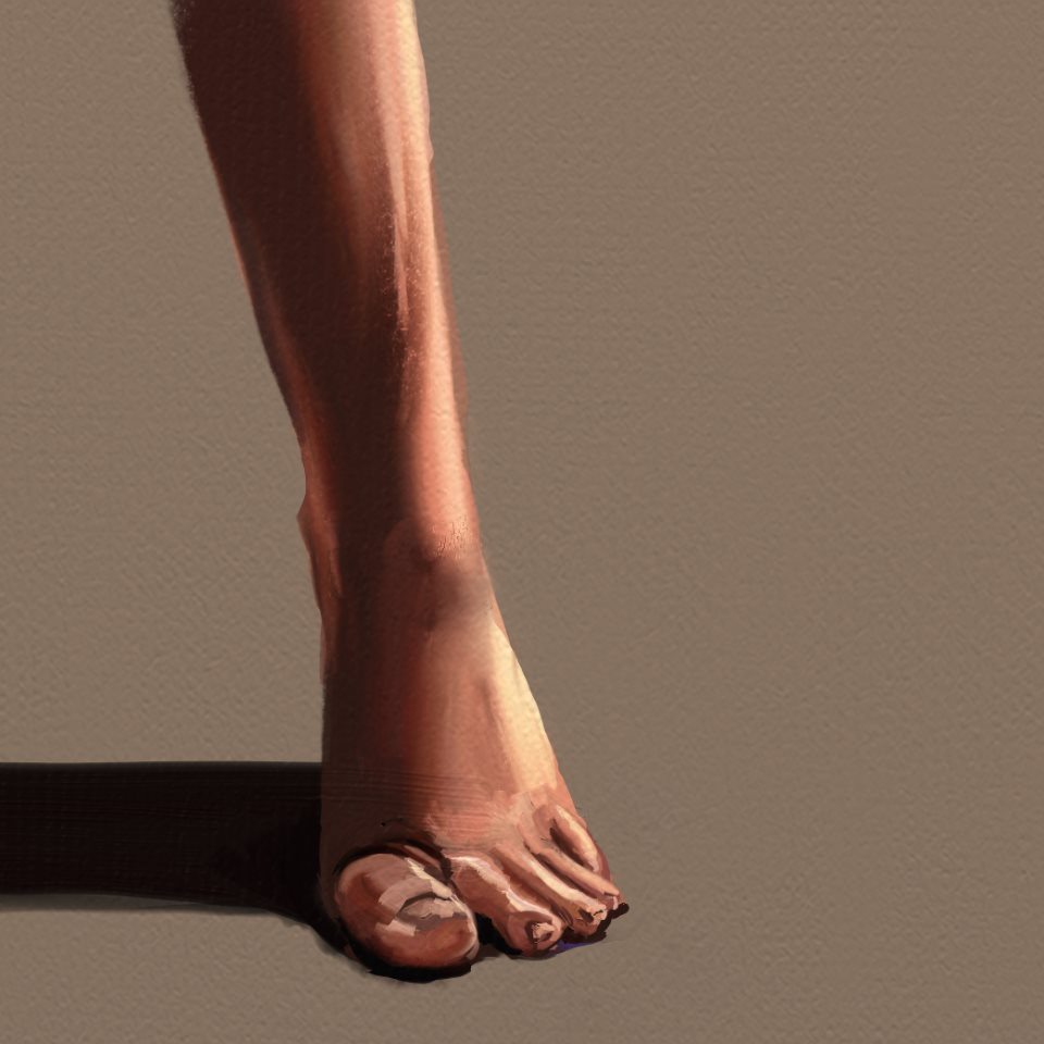 Finished digital oil painting of a foot in ArtRage