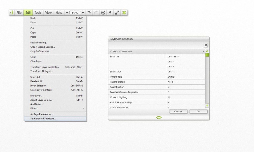 Keyboard Shortcuts Panel
