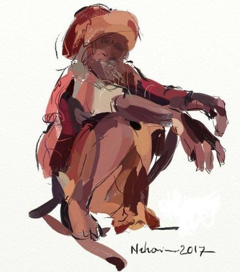 ArtRage (Quick sketch) loos sketch of a squatting figure by Nihar Das