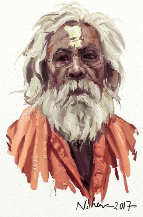 ArtRage (strokes) portrait of a man with a white beard by Nihar Das