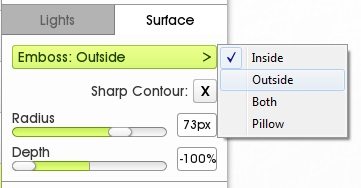 artrage 5 layer effects emboss direction menu