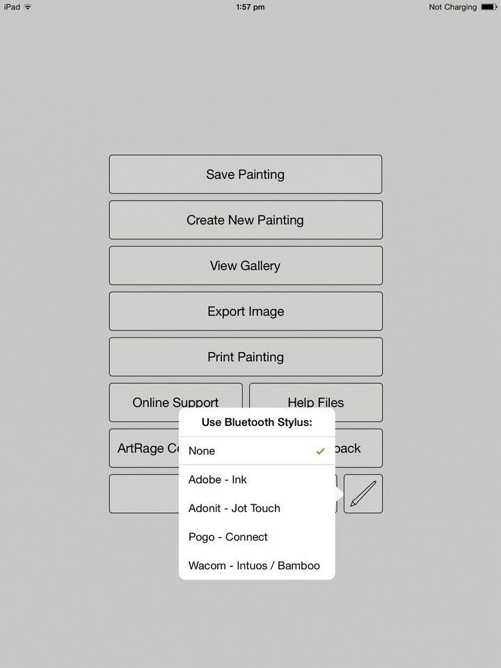 artrage for iOS 2.0 stylus options