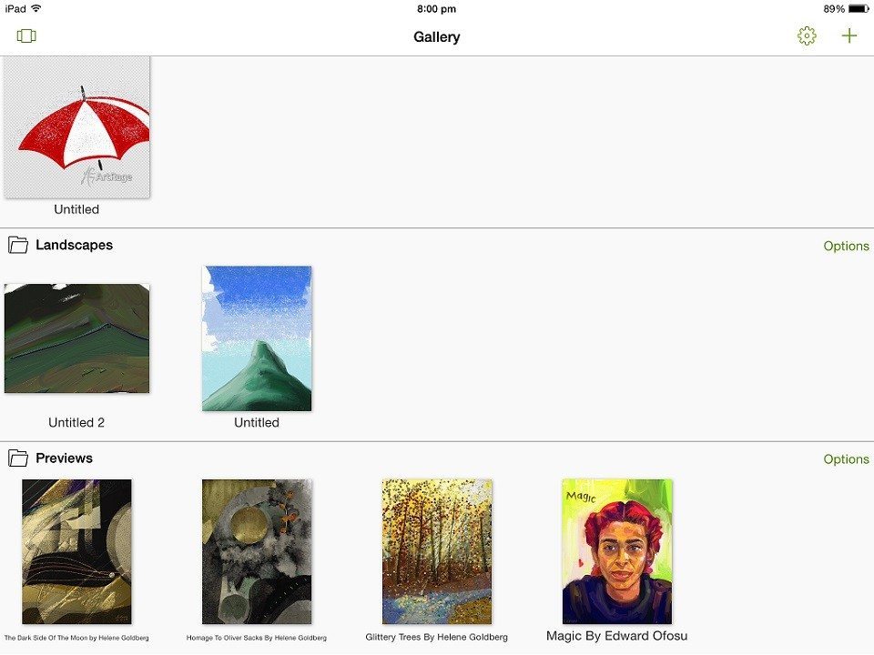 artrage for ipad gallery view