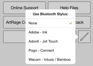 artrage for ipad styluses main menu