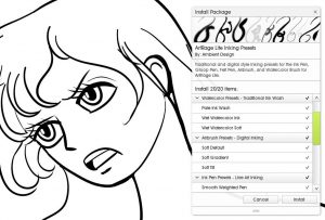 artrage lite custom inking presets brush pack