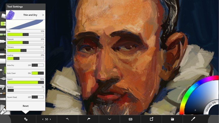 artrage touch windows rt tool settings