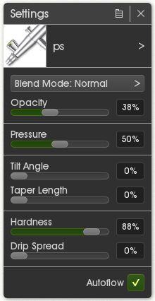 Airbrush settings for adding detail.