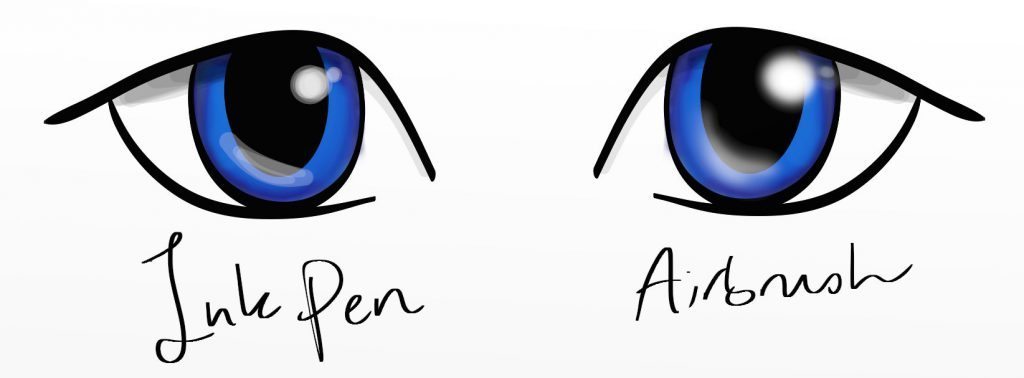 eye highlights ink pen airbrush  manga tutorial