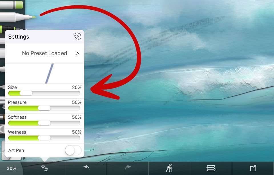 felt pen tool settings ArtRage for iPad 2.0