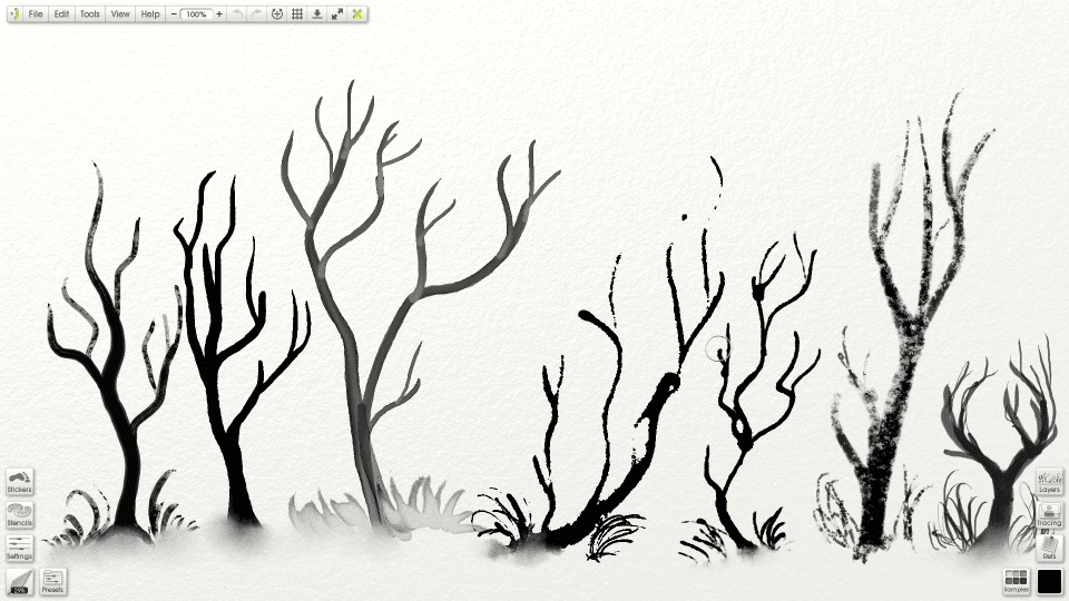 screenshot inked trees in artrage 4