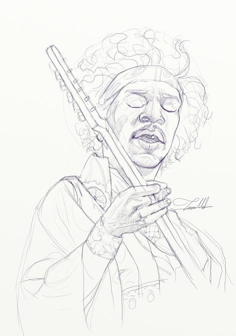 Jimi Hendrix sketch by Teoman Mete CAKICI