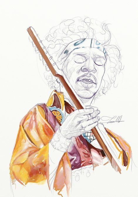 Jimi Hendrix sketch by Teoman Mete CAKICI