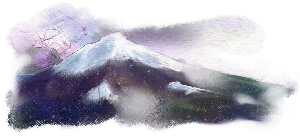 ArtRage mountain with oils and canvas texture
