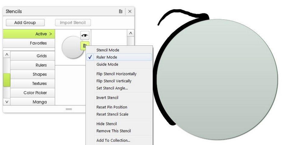 ruler mode simple shape stencil circle artrage 5