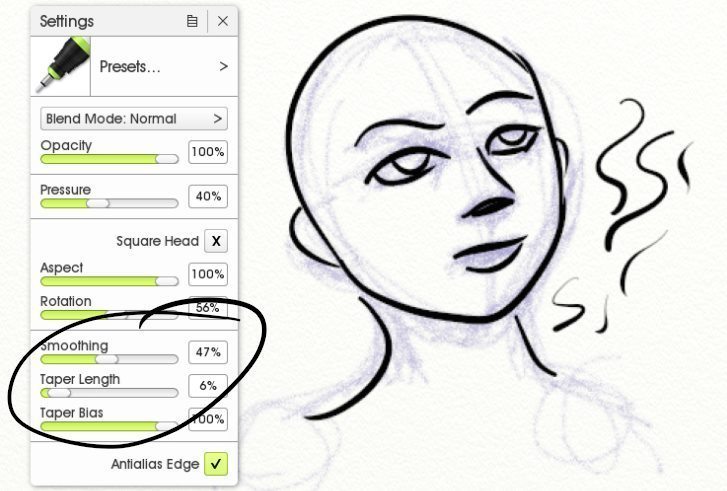 smoothing ink pen inking manga sketch curves artrage 5