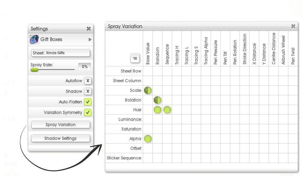 spray variation default gift box settings