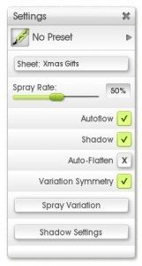 sticker spray settings menu