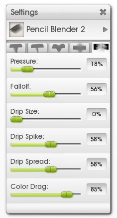 wet palette knife finger smudge settings